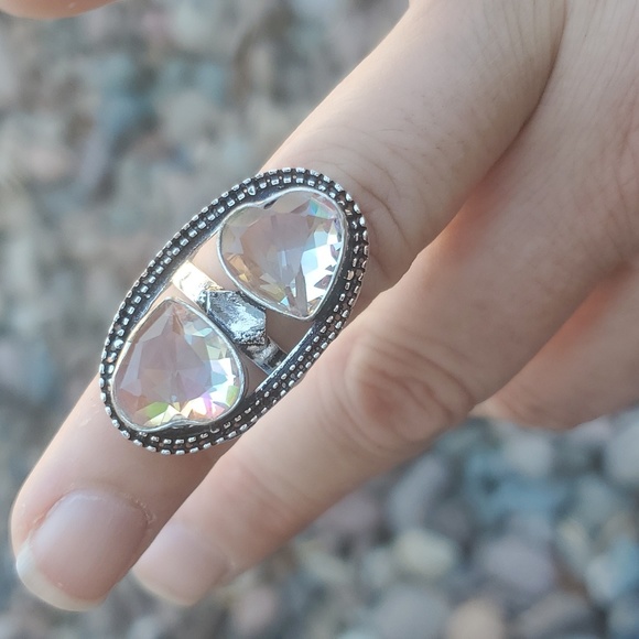 New Absolutely Stunning Heart Shaped Mystic Quartz Crystal 925 Silver Ring. - Picture 9 of 16